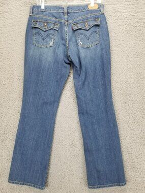 Levis Jeans Womens 8 Blue 515 Stretch Denim Bootcut Button Flap Pockets *Read*